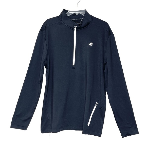 NEW Eddie Bauer Black Quarter Zip Mock Neck Pullover Shirt US L - Picture 1 of 7